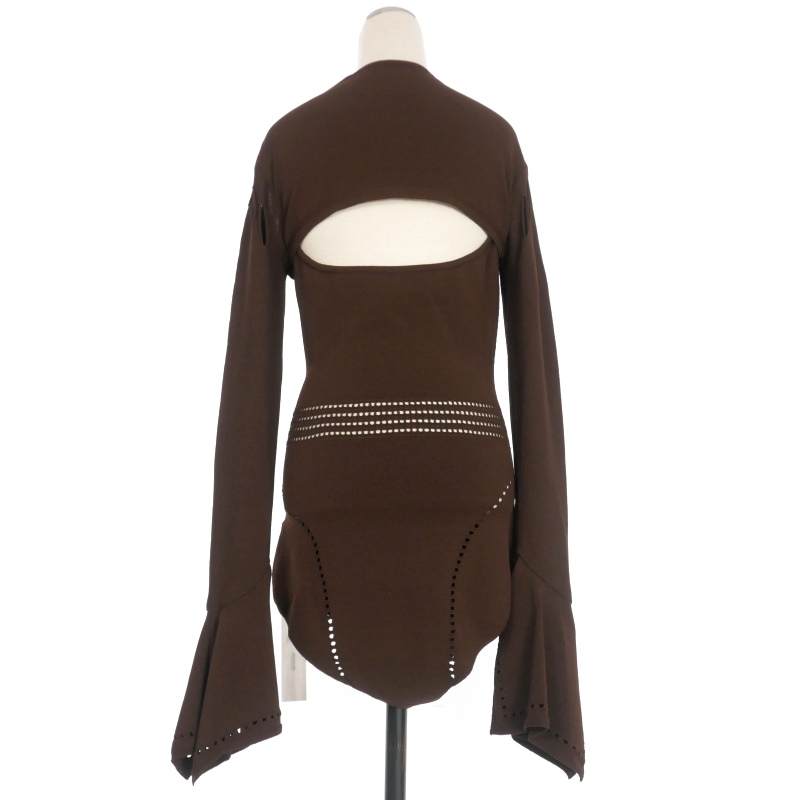 未使用品 フェティコ FETICO 24SS MESH KNIT SHAPED-NECK BODYSUIT  