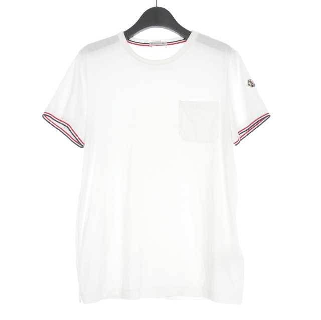 モンクレール MONCLER 19SS トリコロールリブ クルーネックポケットT 