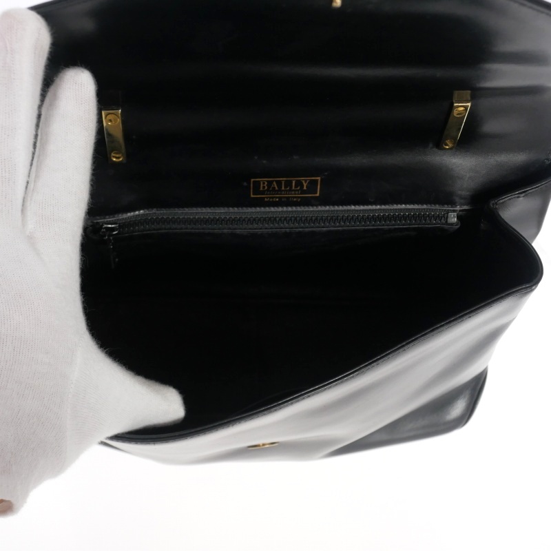 バリー BALLY Lock Me トップハンドルバッグ レザー 鞄 ブラック 黒  