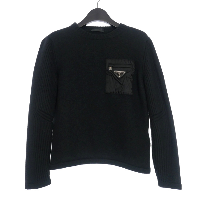 プラダ PRADA Re-Nylon トライアングルロゴ 胸ポケット ニット