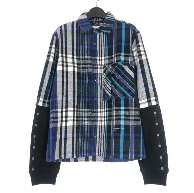 オフホワイト OFF WHITE 19SS 袖切替 バックプリント チェック