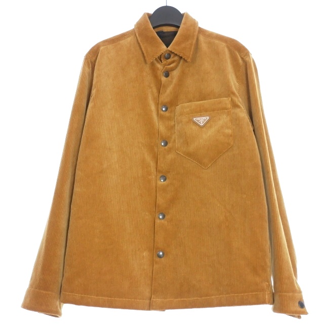 PRADA プラダ　トライアングルプレート　コーデュロイジャケット　ブラック PRADA - プラダ PRADA トライアングルプレート コーデュロイジャケット