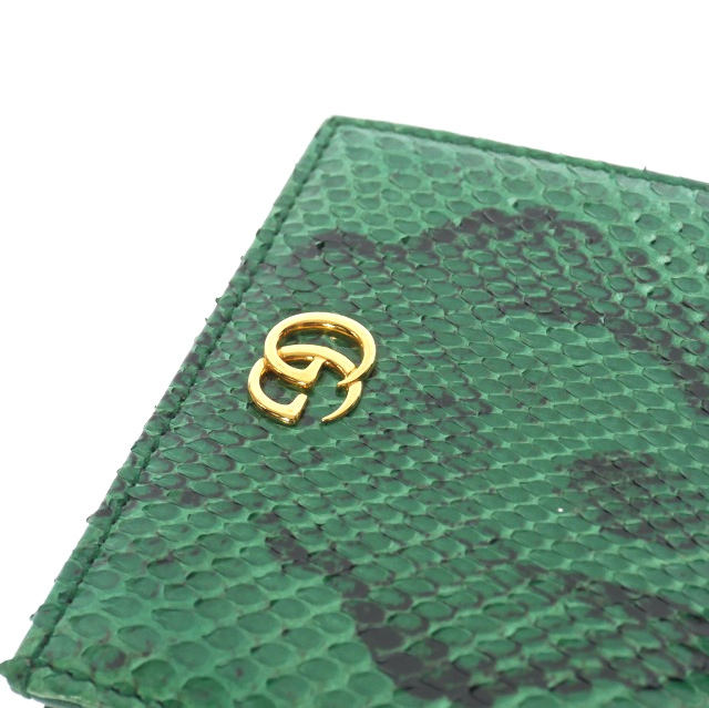 希少カラー◎GUCCI パイソン GGマーモント 二つ折り財布 ロゴ 本革 緑 GUCCI グッチ GGマーモント パイソン 2つ折り財布 523155