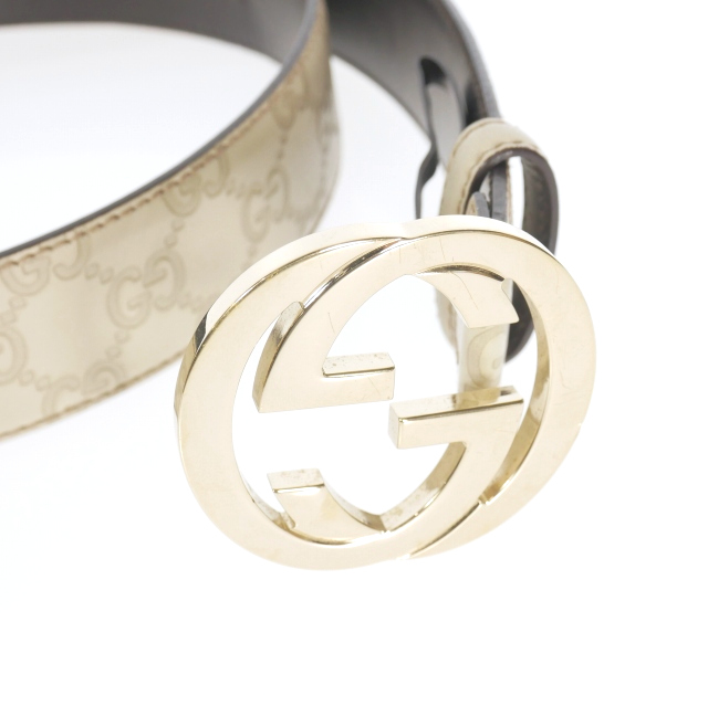 グッチ GUCCI インターロッキングG グッチシマ レザーベルト オフ