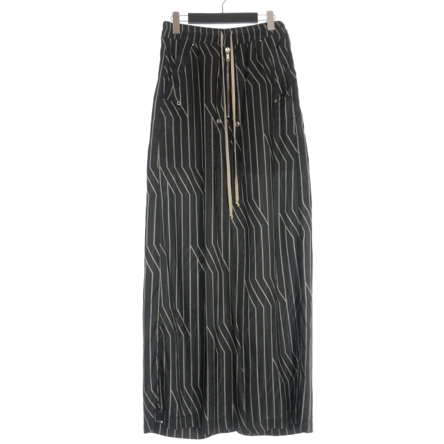 【中古】リックオウエンス Rick Owens 23SS ワイドベラロングパンツ ストライプ ワイドパンツ 46 ブラック リックオウエンス Rick Owens 23SS ワイドベラロングパンツ ストライプ