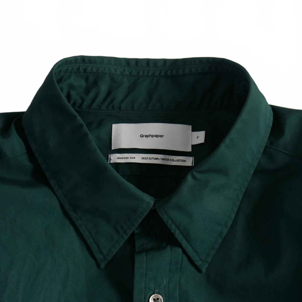Graphpaper 2023AW長袖シャツ ダークグリーン グラフペーパー Graphpaper 23AW High Count Regular Collar Shirt