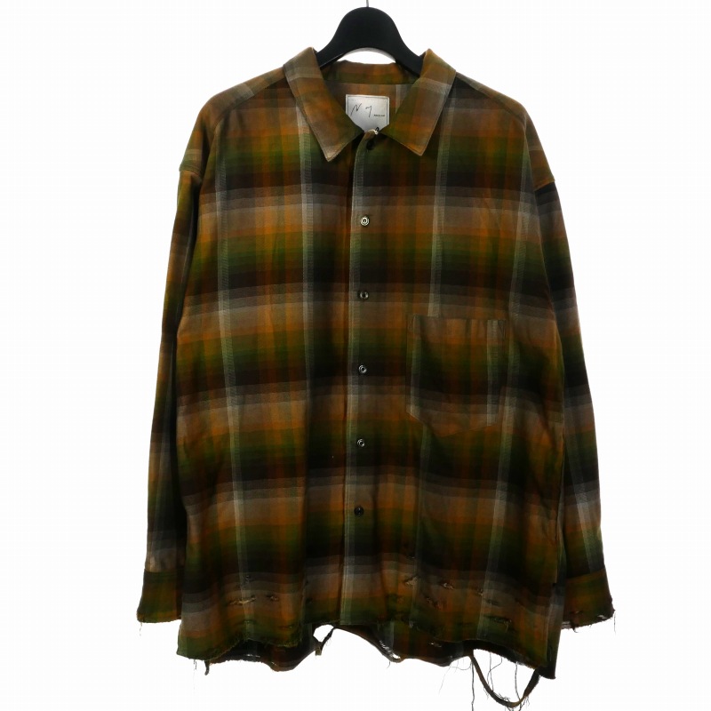 アンセルム ANCELLM 24AW CHECK CRASH LS SHIRT ダメージ加工 オーバー
