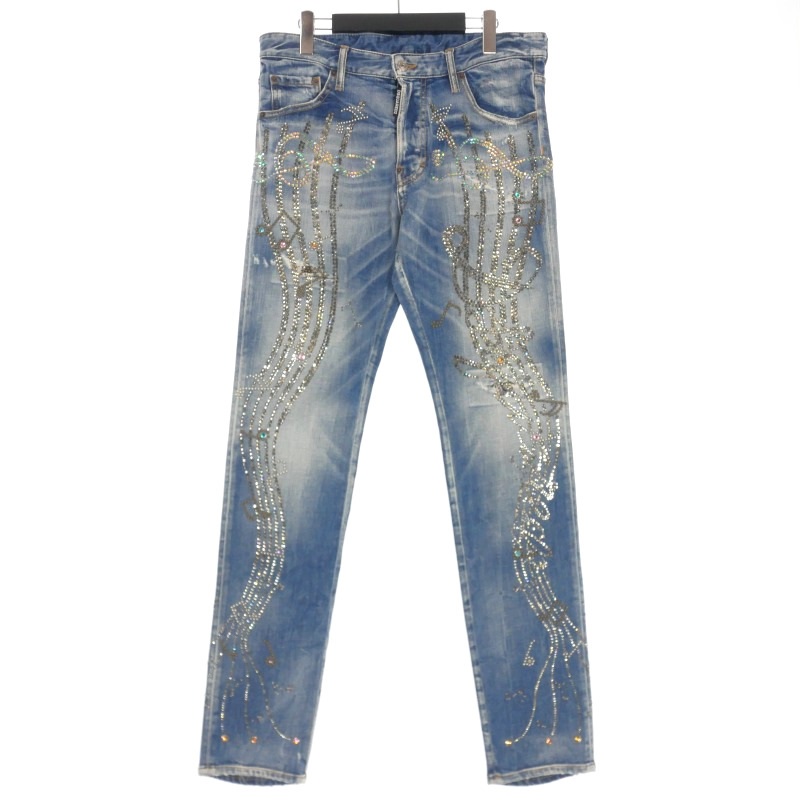ディースクエアード DSQUARED2 23AW ラインストーン デニムパンツ 