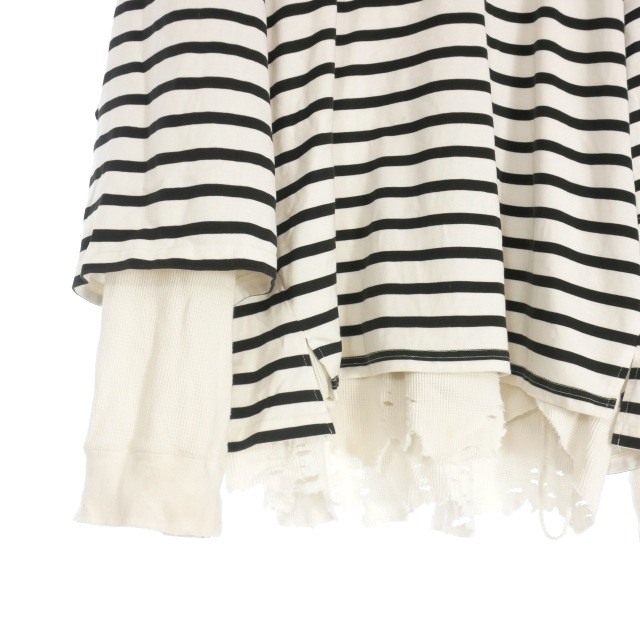 トップス 25SS ancellm BORDER LAYERED LS SHIR 25SS】 ANCELLM BORDER LAYERED LS SHIRT(WHITE/BLACK) ANC-CT98