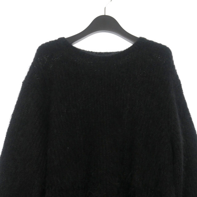 q*様 【ヨウジヤマモト】ブラック長袖ニット ヨウジヤマモトプールオム YOHJI YAMAMOTO POUR HOMME ラウンド