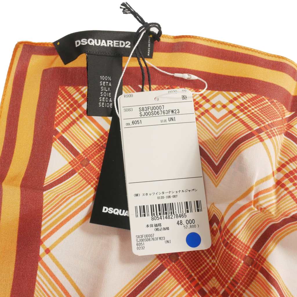 ディースクエアード DSQUARED2 23AW シルク チェック スカーフ  