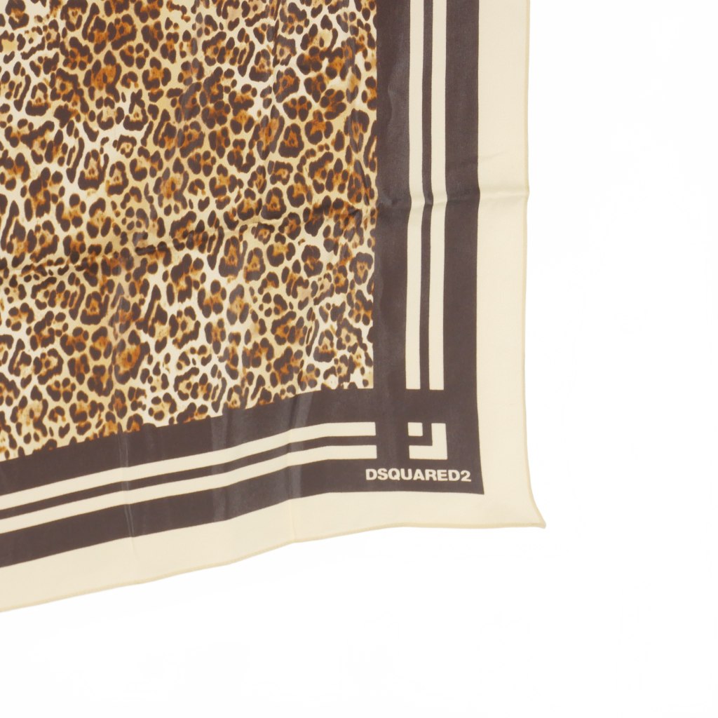 ディースクエアード DSQUARED2 23AW シルク レオパード柄 スカーフ  