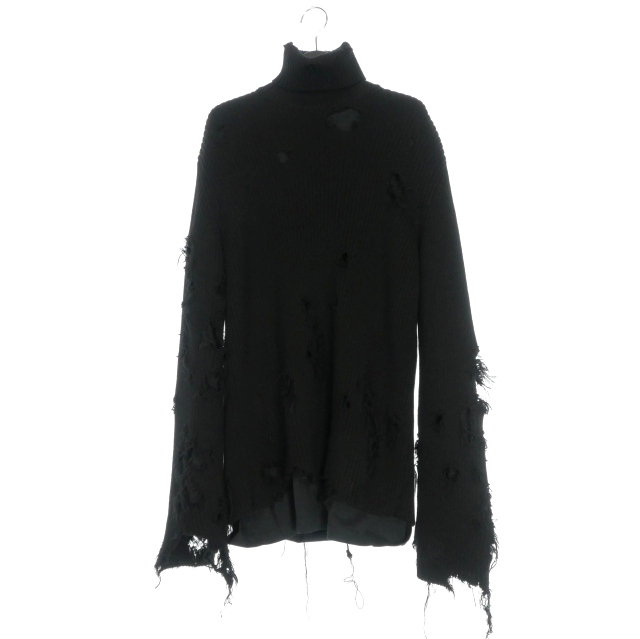 バレンシアガ BALENCIAGA 21AW デストロイ加工 タートルネックニット 