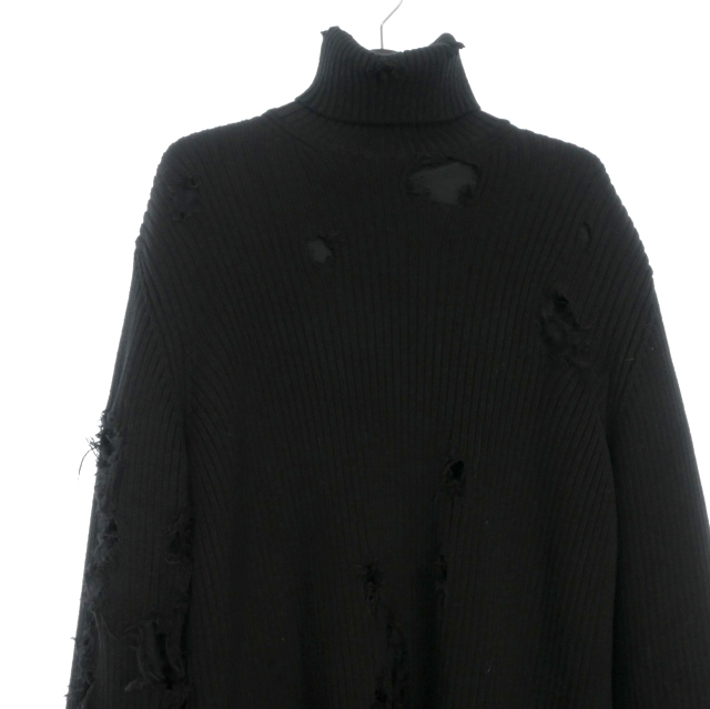 バレンシアガ BALENCIAGA 21AW デストロイ加工 タートルネックニット 