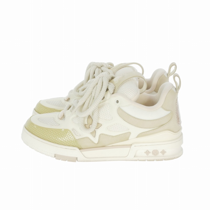 ルイヴィトン LOUIS VUITTON スケートライン メッシュ×レザー スニーカー 靴 7.5 ベージュ/ホワイト GO1202 メンズ