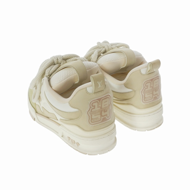 ルイヴィトン LOUIS VUITTON スケートライン メッシュ×レザー スニーカー 靴 7.5 ベージュ/ホワイト GO1202 メンズ