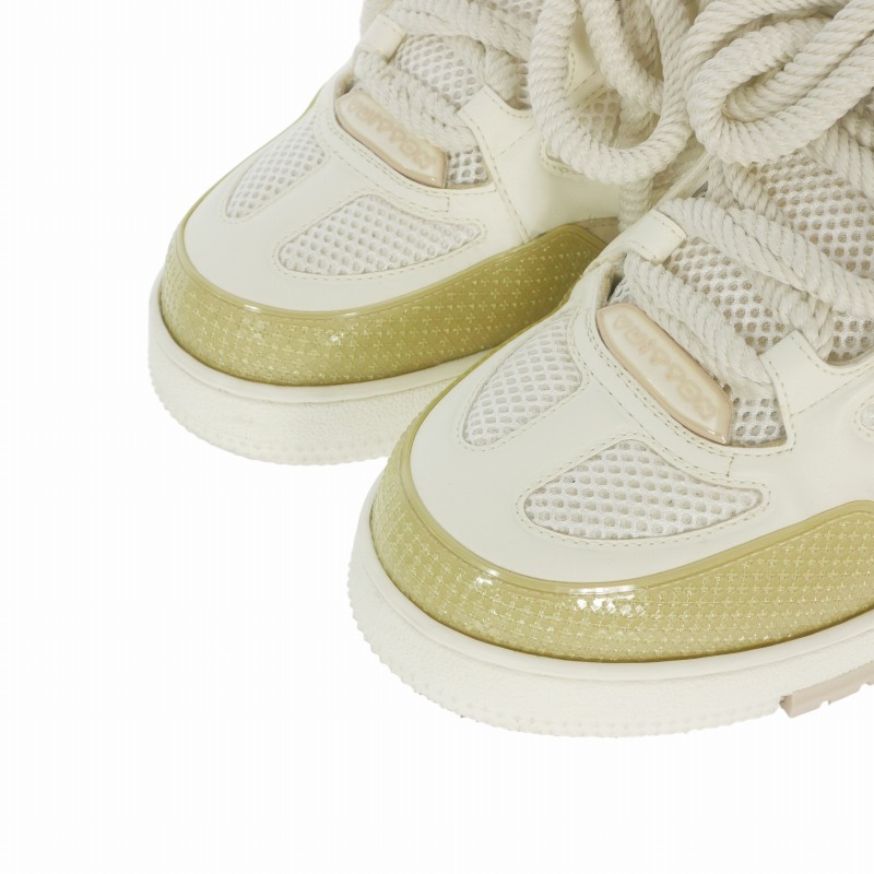 ルイヴィトン LOUIS VUITTON スケートライン メッシュ×レザー スニーカー 靴 7.5 ベージュ/ホワイト GO1202 メンズ