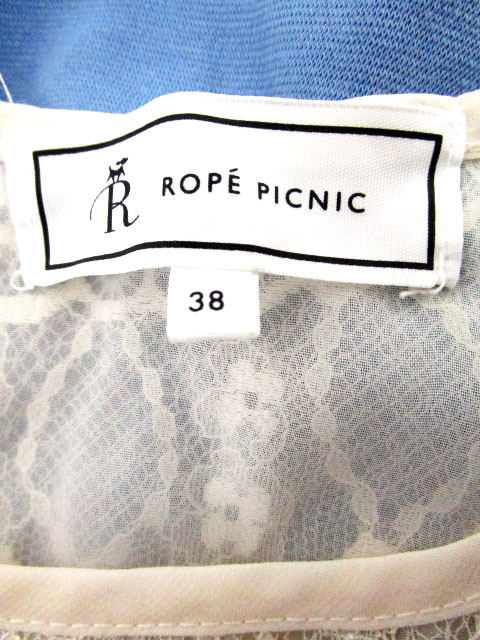 ロペピクニック Rope Picnic ワンピース フレア ひざ丈 レース 切替 ノースリーブ 38 青 白 レディース 141 ベクトルパーク