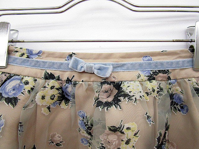 フェルゥ Feroux スカート ミニ 花柄 オーガンジー 異素材切替 リボン 1 ベージュ レディース 141 ベクトルパーク