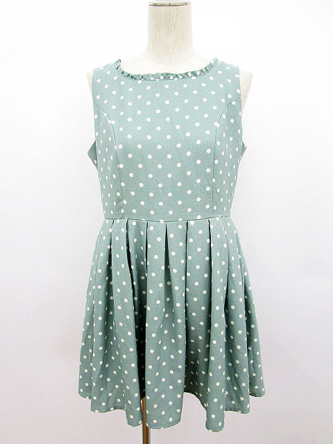 アースミュージック エコロジー Earth Music Ecology Red Label ワンピース ひざ丈 ノースリーブ ドット フレア M グリーン 緑 レディース 141 ベクトルパーク