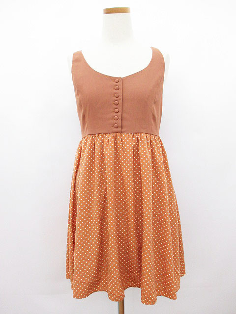 ダズリン Dazzlin ワンピース ひざ丈 ドット 切替 ノースリーブ S ベージュ レディース 141 ベクトルパーク