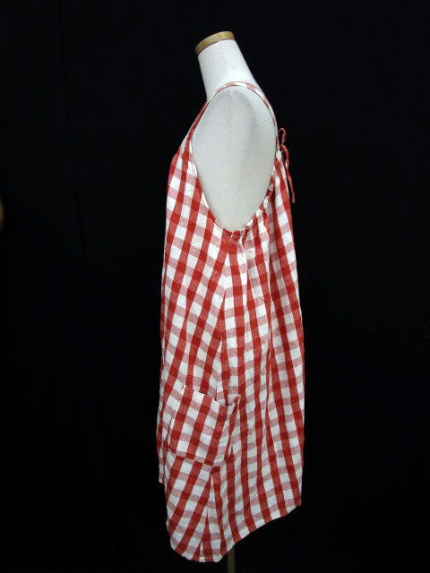 サマンサモスモス Sm2 ワンピース キャミワンピ チェック ロング 麻 リネン M 赤 レッド レディース 141 ベクトルパーク