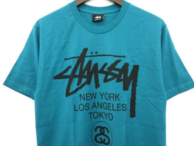ステューシー STUSSY Tシャツ 25周年記念 ワールドツアー S 青 ブルー 