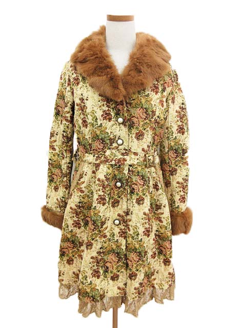 アクシーズファム axes femme コート ロング ゴブラン ラビットファー  