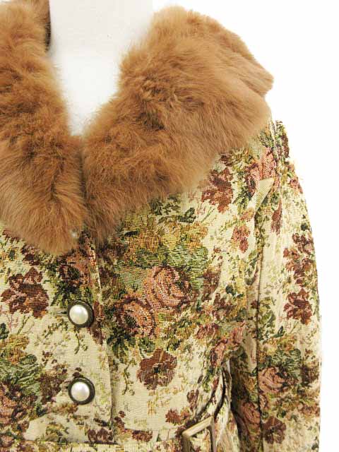 アクシーズファム axes femme コート ロング ゴブラン ラビットファー  