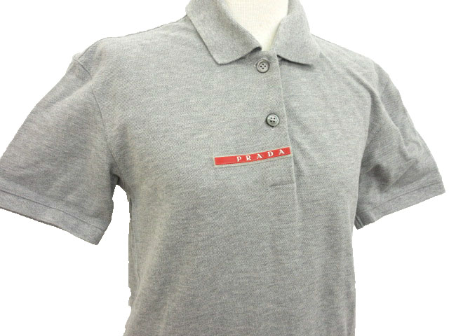 プラダスポーツ PRADA SPORT ポロシャツ 半袖 コットン S グレー