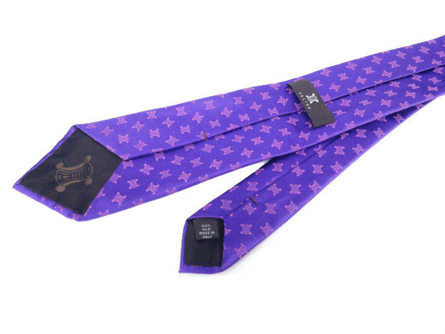 セリーヌ 高級シルクネクタイ トリオンフ 総柄 パープル CELINE セリーヌ ネクタイ トリオンフ柄 シルクネクタイ PURPLE 総柄
