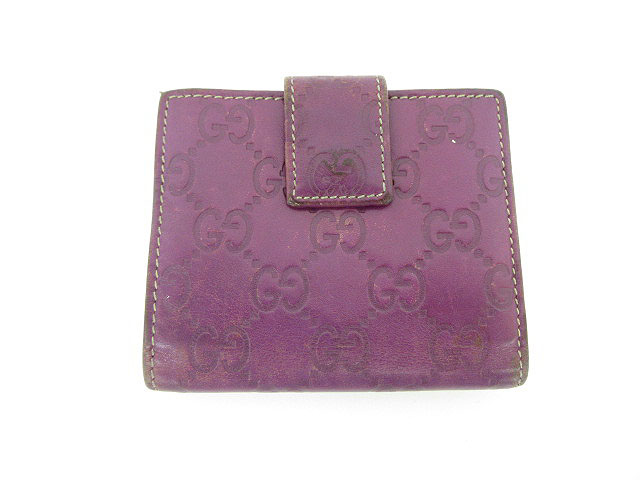 美品✨GUCCI 二つ折り シマ GG ダブルホック ラベンダー パープル 美品✨GUCCI 二つ折り シマ GG ダブルホック ラベンダー