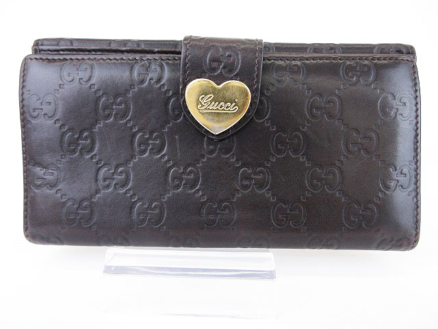 激レア 美品】グッチ 長財布 シマレザー ハートロゴ Wホック ピンク