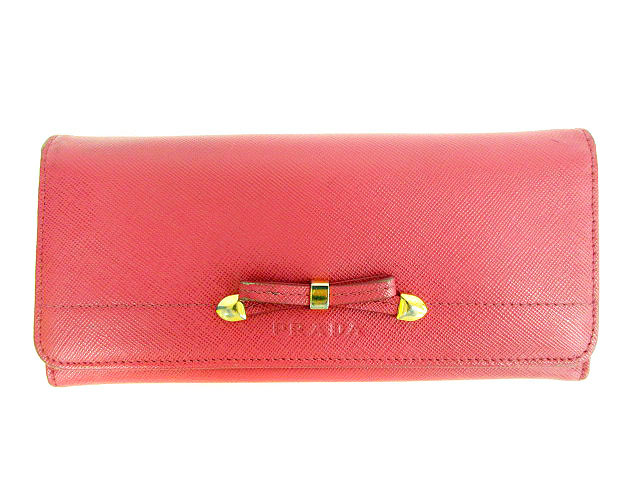 PRADA プラダ サフィアーノ リボン ピンクベージュ 長財布（楽天