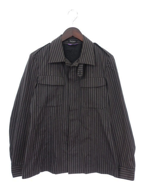 ポールスミスコレクション Paul Smith Collection シャツジャケット ミリタリー ストライプ 長袖 M 黒 ブラック 国内正規 Ca キ23店 Ka メンズ 141 ベクトルパーク