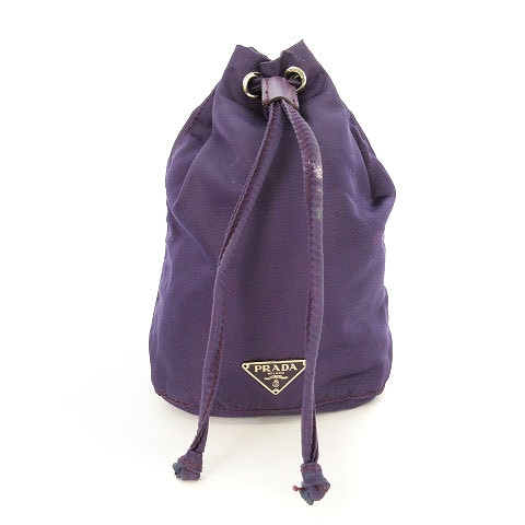 プラダ PRADA バッグ 巾着 ロゴプレート ナイロン 紫 パープル ☆CA 
