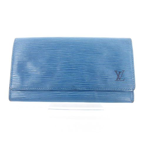 ルイヴィトン LOUIS VUITTON ポルト円 3カルトクレディ エピ 札入れ 青 