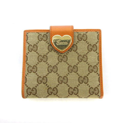 グッチ GUCCI GGキャンバス 財布 二つ折り Wホック オレンジ