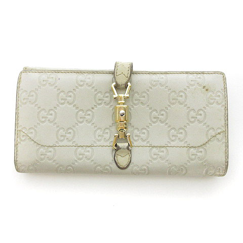 グッチ GUCCI シマ ニュージャッキー 長財布 レザー 白 ホワイト 