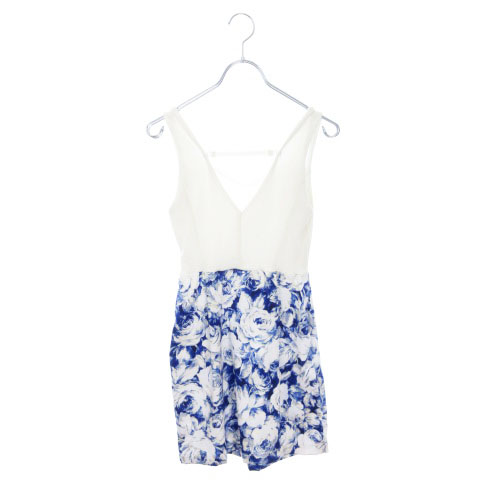 デイライルノアール Delyle Noir ワンピース ミニ ノースリーブ 花柄 36 白 ホワイト 青 ブルー S Amy0308 レディース 141 ベクトルパーク