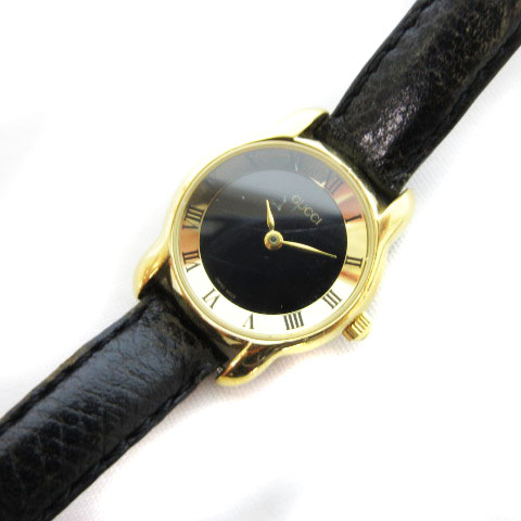 グッチ Gucci 腕時計 クオーツ 黒文字盤 Ss レザー 本革 ブラック ゴールド 5100l S Cmy0319 レディース 141 ベクトルパーク