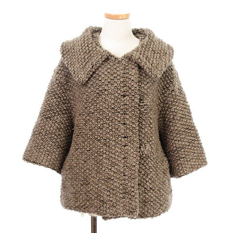 ツモリチサト TSUMORI CHISATO コート 七分袖 ショート丈 ウール 2 茶  