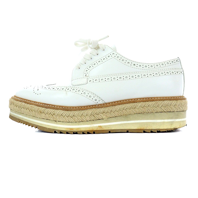 プラダ PRADA レースアップシューズ プラットフォーム レザー 37 24cm 