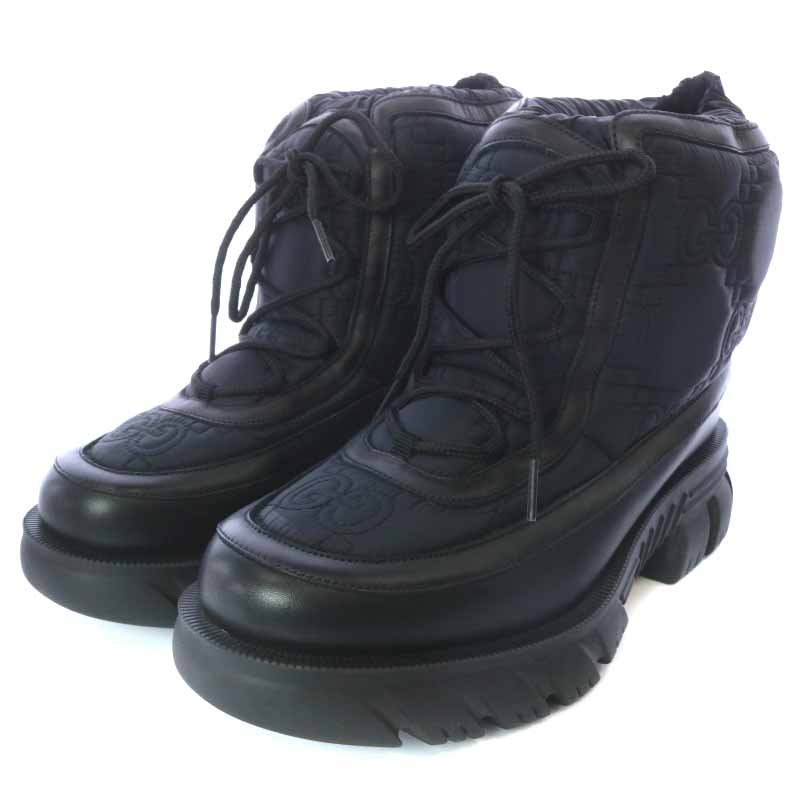 グッチ GUCCI Black Romance GG Leather Ankle Boots スノーブーツ 