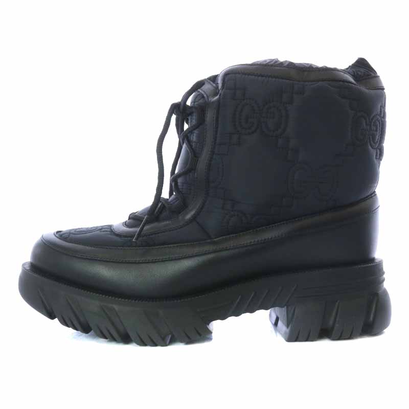 グッチ GUCCI Black Romance GG Leather Ankle Boots スノーブーツ 