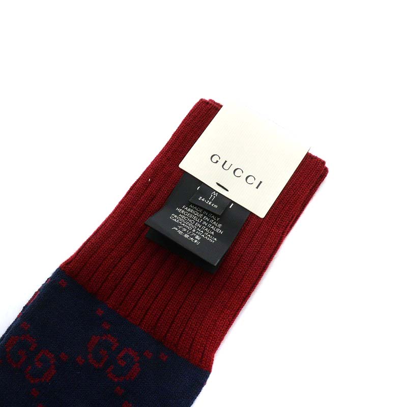 未使用品 グッチ GUCCI GGパターン コットンブレンド ソックス 靴下 24 
