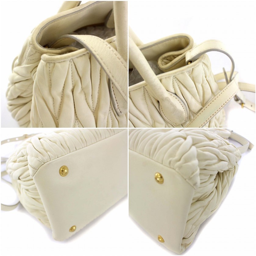 【高級レザー❗️】miumiu マテラッセ ハンドバッグ アイボリーレザー MIU MIU/ミュウミュウ通販 | アルカディ マテラッセレザー
