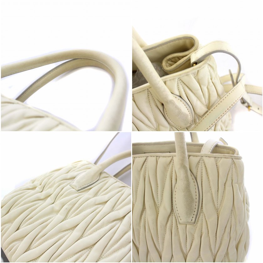 【高級レザー❗️】miumiu マテラッセ ハンドバッグ アイボリーレザー 楽天市場】MIUMIU ミュウミュウ ハンドバッグ MATELASSE