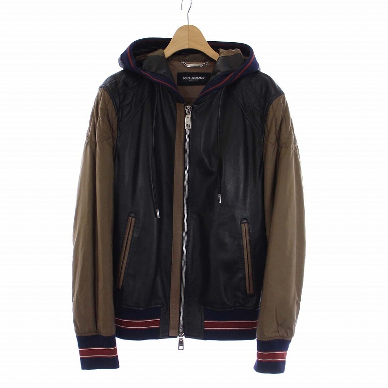 ドルチェ&ガッバーナ ドルガバ DOLCE&GABBANA フーテッドラムレザー  