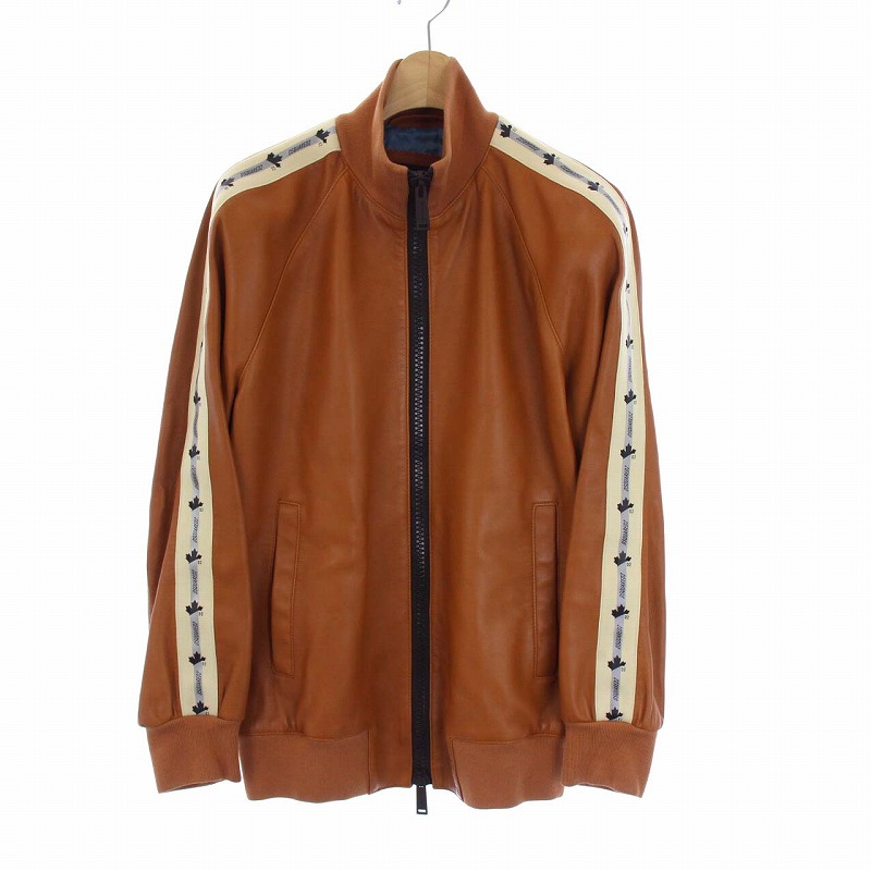 新品32万DSQUARED2ディースクエアードラムレザーコンビジャケット48羊 